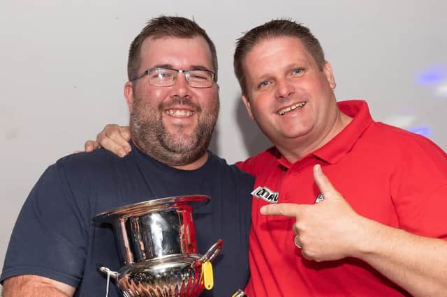 Danny Smith of the Admiral Drake, with Scott Mitchell at the presentation evening recently. Picture: Keith Woodland (270419-52)