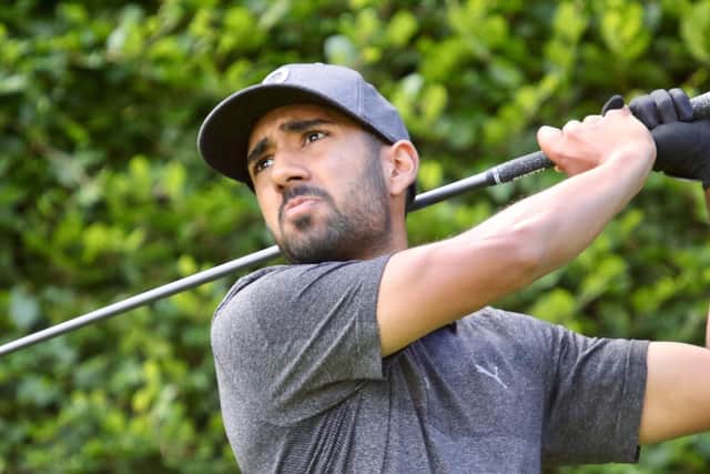 Lee-on-the-Solent's Aman Uddin tees off at the first in the second round of the 114th Hampshire, Isle of Wight and Channel Islands Amateur Championship, at Army GC, on Friday June 7, 2019. Picture: Andrew Griffin/AMG Pictures