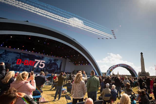 The Red Arrows flypast. Picture: Keith Woodland (080619-150)