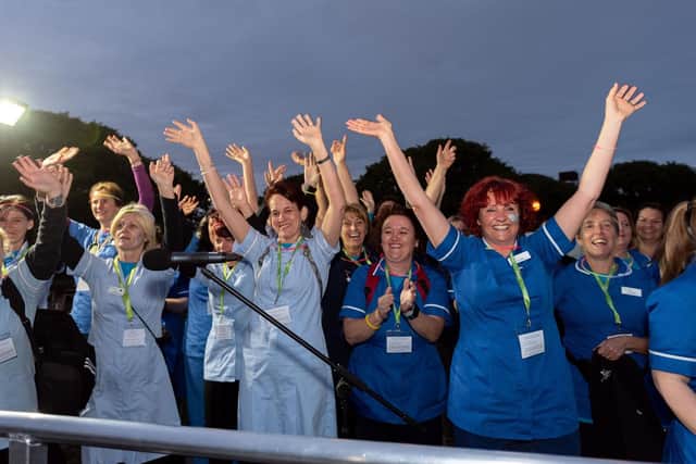 Doctors and nurses dance to the samba music. 
Picture: Vernon Nash (150619-014)