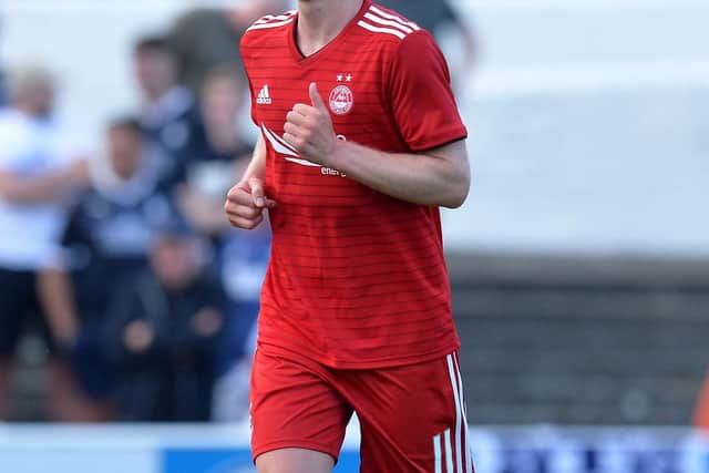 ARBROATH, SCOTLAND - JULY 04: Gary Mackay-Steven of Aberdeen in action during the Pre-Season Friendly between Falkirk and Aberdeen at Gayfield Park on July 4, 2018 in Arbroath, Scotland. (Photo by Mark Runnacles/Getty Images)