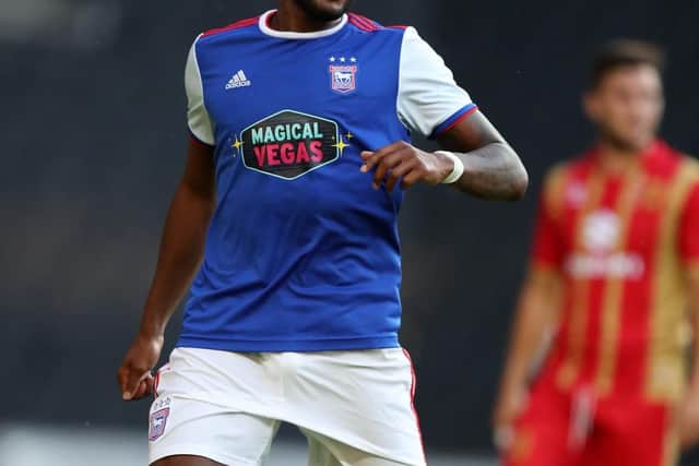 MILTON KEYNES, ENGLAND - JULY 24: Ellis Harrison of Ipswich Town during the Pre Season Friendly between Milton Keynes Dons and Ipswich Town at StadiumMK on July 24, 2018 in Milton Keynes, England. (Photo by Catherine Ivill/Getty Images)