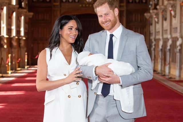 The Duke and Duchess of Sussex with their baby son Archie Harrison Mountbatten-Windsor. Picture: Dominic Lipinski/PA Wire