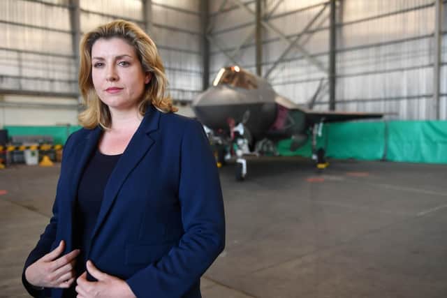 Defence Secretary Penny Mordaunt during an event at RAF Akrotiri in Cyprus to mark the first deployment of F-35 Lightning jets overseas. Picture: Jacob King/PA Wire