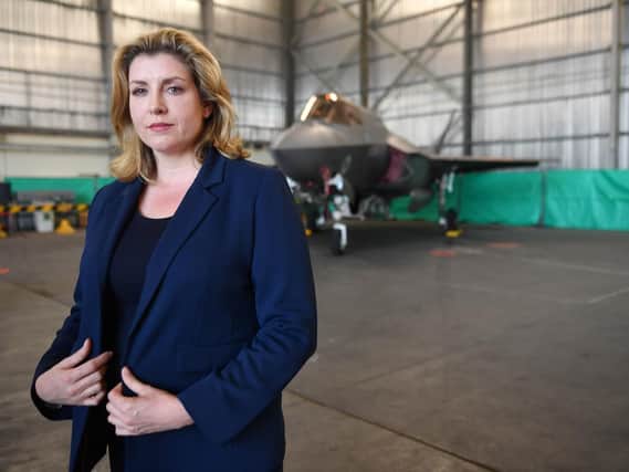 Defence Secretary Penny Mordaunt during an event at RAF Akrotiri in Cyprus to mark the first deployment of F-35 Lightning jets overseas. Picture: Jacob King/PA Wire