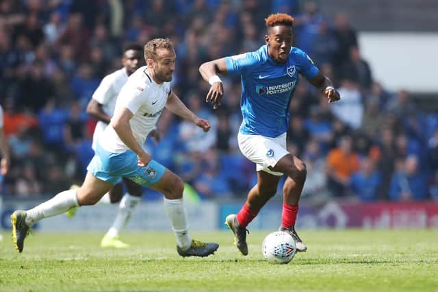 Jamal Lowe is unsettled at Fratton Park following interest from other clubs. Picture: Joe Pepler