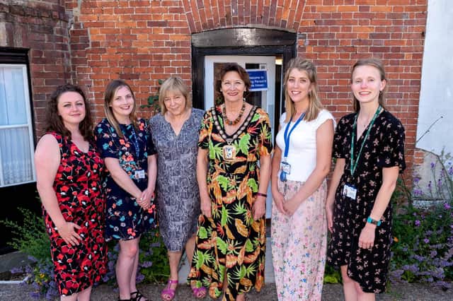 Safe Space Launch at Pallant House Play Cafe in Havant . From left, Maria Morrell, Danielle Barnes, chief executive Julie Parker, Mayor of Havant Diana Patrick, Zoe Mayward and Ellie Roberts. Picture: Vernon Nash (290619-004)