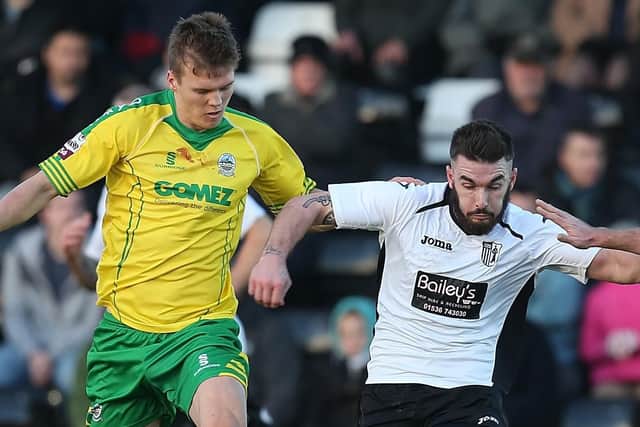 Sean Raggett, left, in action during his Dover Athletic days. Picture: Pete Norton/Getty Images
