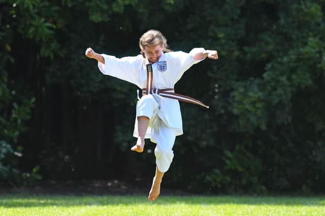 Lilly Griffiths, 11, at Gomer Junior School in Gosport competed in the 8th WUKF 2019 Karate World Championships in Bratislava, Slovakia 
Picture: Malcolm Wells (190703-2301)