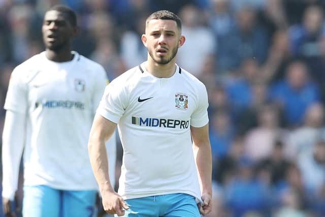 Conor Chaplin in action for Coventry at Fratton Park last season. Picture: Joe Pepler