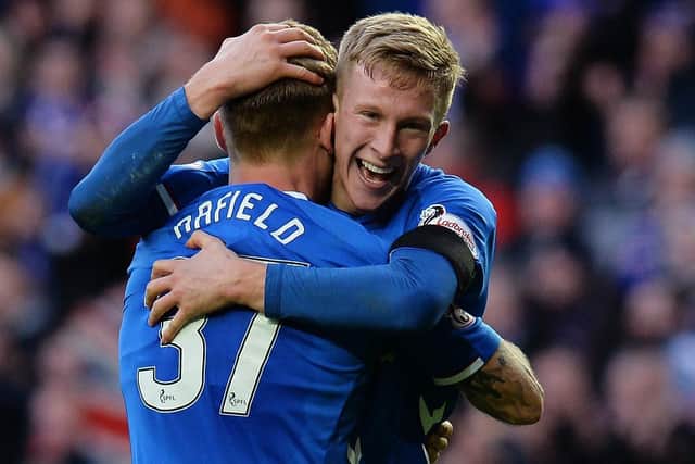 Ross McCrorie celebrates as Rangers beat Celtic 1-0. Picture: Mark Runnacles/Getty Images