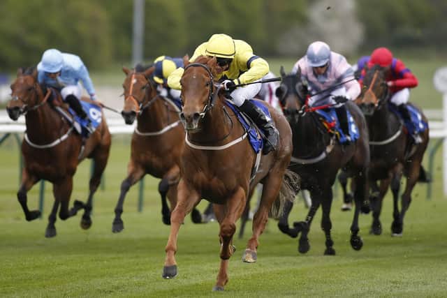 NOTTINGHAM, ENGLAND - APRIL 12: Neil Farley riding Justanotherbottle win The totepoolliveinfo.com Visit For Racing Results Handicap Stakes at Nottingham Racecourse on April 12, 2017 in Nottingham, England. (Photo by Alan Crowhurst/Getty Images)