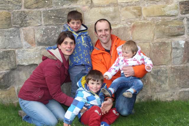 Sam Tuckett (centre), three, who was seriously injured during a fall in the Peak District, with his mother Louise Tuckett, father Mark Tuckett, brother Oscar Tuckett, six, and sister Ella Tuckett, one. Picture: Family Handout/PA Wire