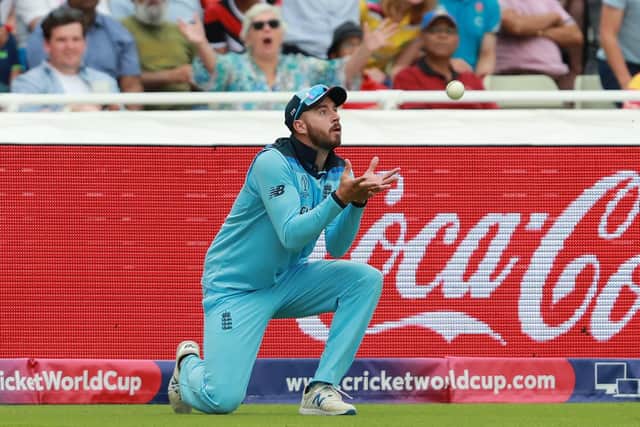 James Vince keeps his cool to catch Alex Carey. Picture: David Rogers/Getty Images