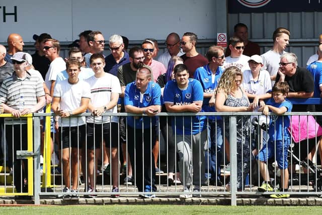 Pompey fans at Westleigh Park. Picture: Joe Pepler