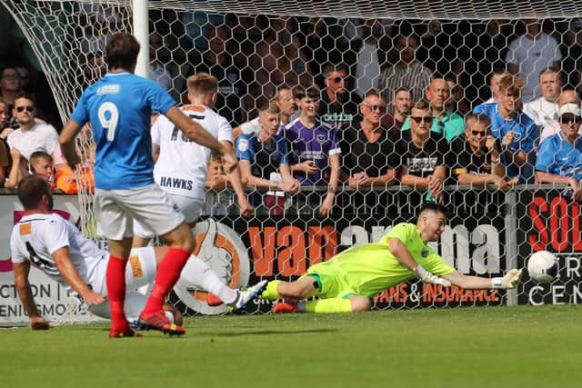 Brett Pitman nets Pompey's winner. Picture: Dave Haines