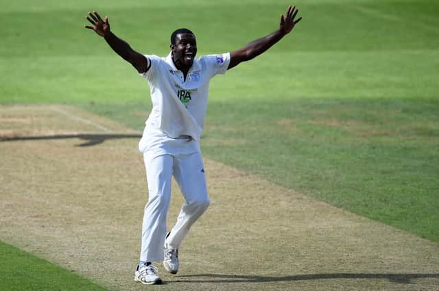 Keith Barker took one wicket after finishing Hampshire's innings unbeaten on 35. Picture: Alex Davidson/Getty Images