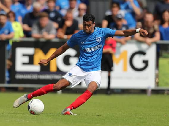 Louis Dennis on the ball against Hawks. Photo by Dave Haines/Portsmouth News