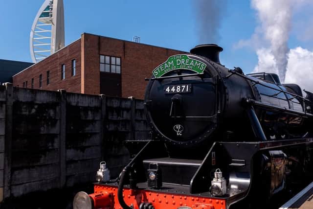 Black Five lets off steam as it leaves Portsmouth Harbour. Picture: Vernon Nash (200719-009)