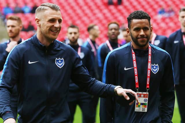 Lee Brown, left, and Nathan Thompson before the Checkatrade Trophy final at Wembley. Picture: Joe Pepler