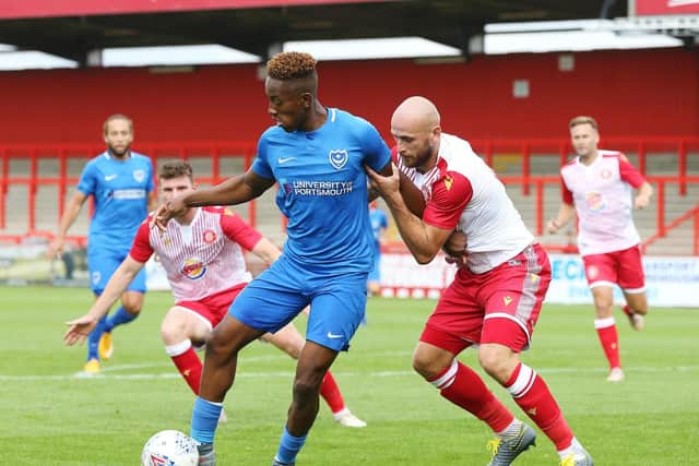 Jamal Lowe in action at Stevenage last week. Picture: Joe Pepler
