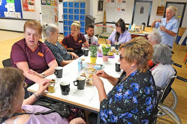 Ladies who live in Hilsea Lodge, an assisted living facility which is soon to close, enjoy a chat over tea and biscuits at Sainsbury's in Farlington. Picture: Malcolm Wells (190724-4681)