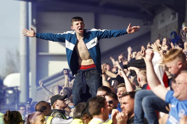 Portsmouth fans celebrate victory at Burton last season  Picture: Daniel Chesterton/phcimages.com