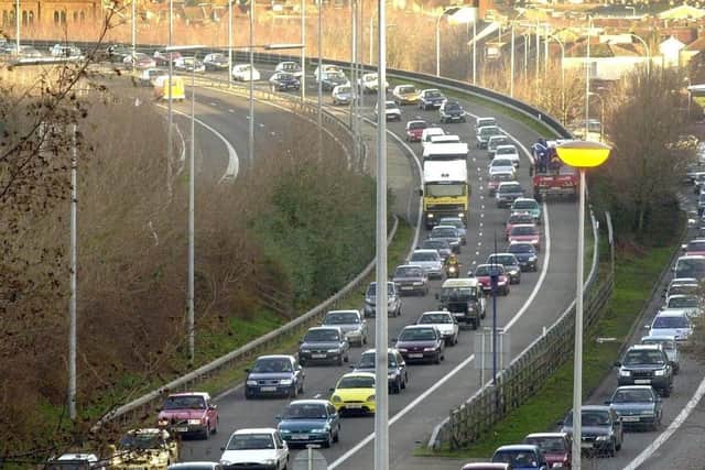 Heavy traffic on the M275 into Portsmouth