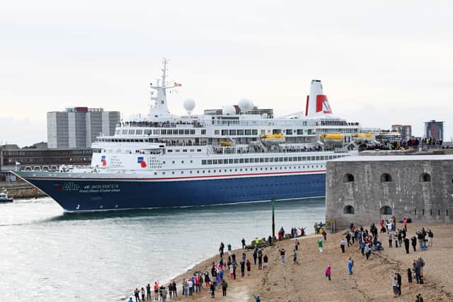 A cruise liner visiting Portsmouth.