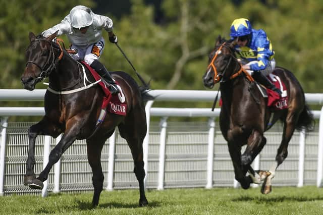 Silvestre De Sousa steers Dee Ex Bee to maiden glory at Goodwood in 2017. Picture: Alan Crowhurst/Getty Images