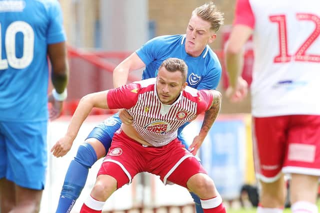 Pompey winger Ronan Curtis in pre-season action against Stevenage