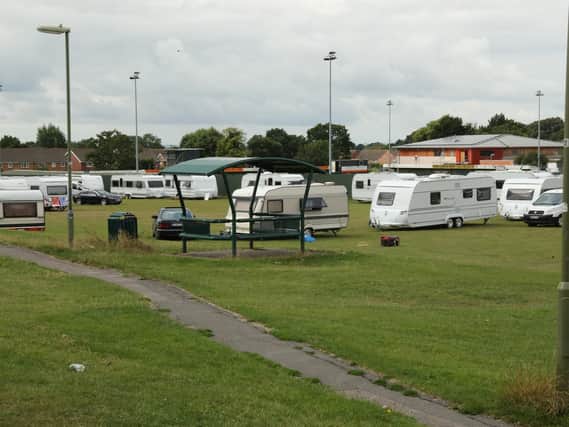 Travellers parked at Bartons Triangle, West Leigh, after arriving on July 31 for the second time in a month. Picture: Dave Haines
