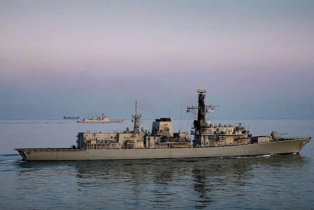 HMS Westminster monitors the progress of Chinese destroyer, Xian. Picture: LPhot Alex Ceolin/Royal Navy/Crown Copyright/PA Wire