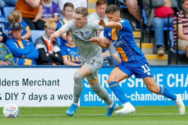 Ronan Curtis in action at Shrewsbury. Picture: Simon Davies