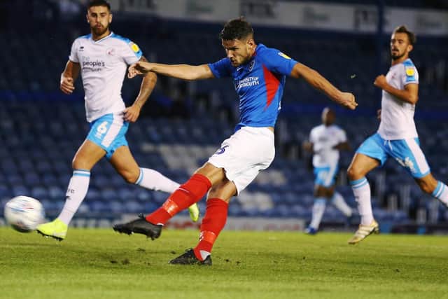Gareth Evans in action tonight against Crawley