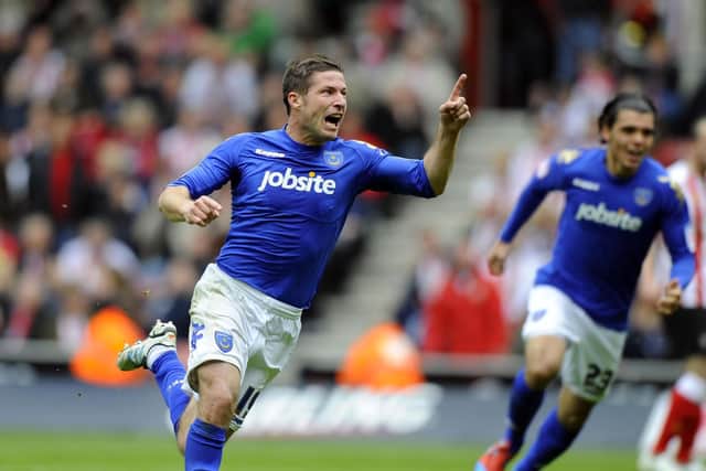 David Norris celebrates his late goal the last time Pompey met Southampton. Picture: Allan Hutchings (121221-540)