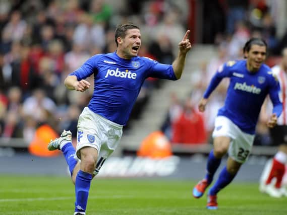 David Norris celebrates his late goal the last time Pompey met Southampton. Picture: Allan Hutchings (121221-540)