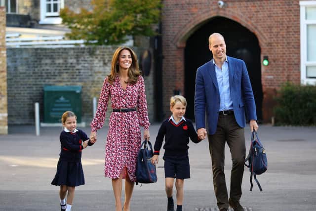 Princess Charlotte arrives for her first day of school. Picture: Aaron Chown/PA Wire
