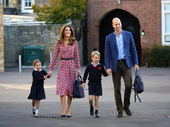 Princess Charlotte arrives for her first day of school. Picture: Aaron Chown/PA Wire