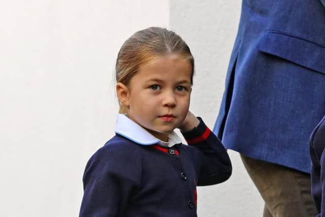 Princess Charlotte, as she arrives for her first day at school at Thomas's Battersea in London.