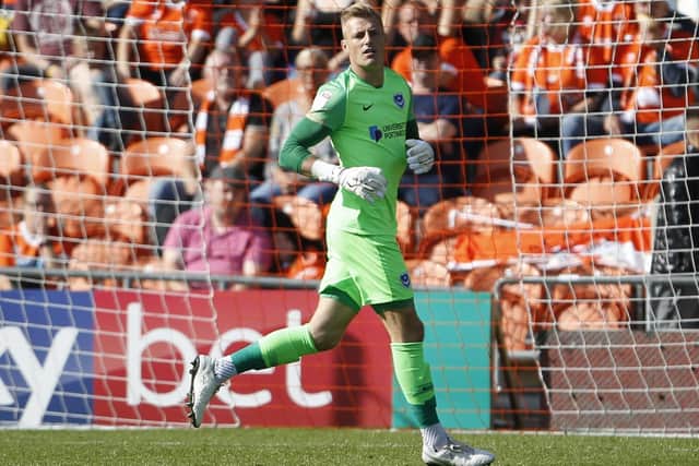 Craig MacGillivray of Portsmouth during the EFL Sky Bet League 1 match between Blackpool and Portsmouth at Bloomfield Road, Blackpool, England on 31 August 2019.