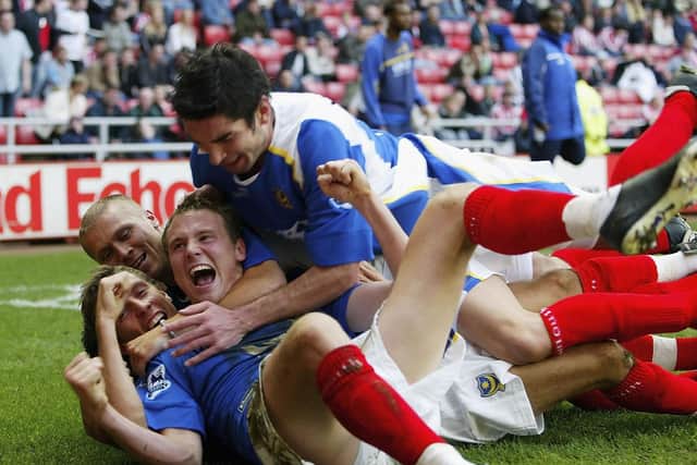 Matt Taylor celebrated his long-range goal at Sunderland in 2005