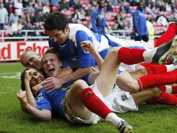 Matt Taylor celebrated his long-range goal at Sunderland in 2005