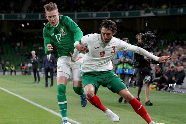 Ronan Curtis in action against Bulgaria. Picture: PAUL FAITH/AFP/Getty Images