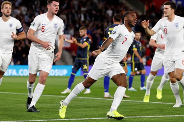 Raheem Sterling scored in England's 5-3 victory over Kosovo at St Mary's last night. Picture: ADRIAN DENNIS/AFP/Getty Images