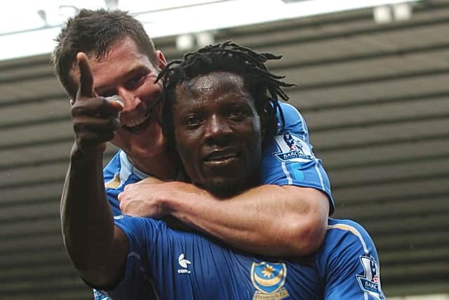 Benjani Mwaruwari celebrates his equaliser at Derby in August 2007 - and a trademark celebration was born. Picture: PA Wire/PA Photos