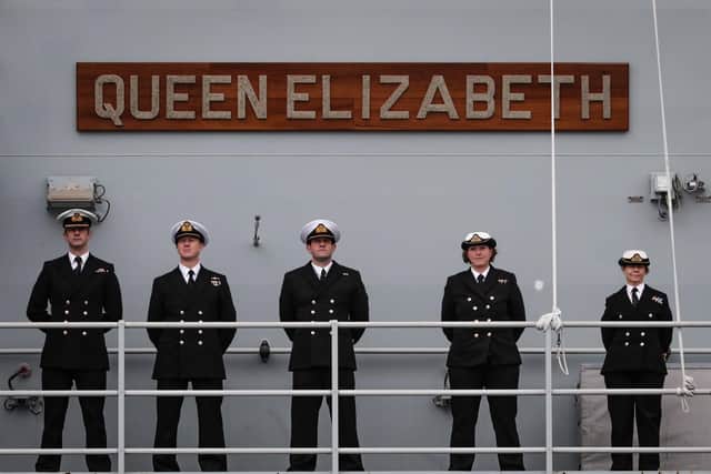 The UKs new aircraft carrier, HMS Queen Elizabeth arrives in Halifax, Nova Scotia this morning, in an historic first visit.