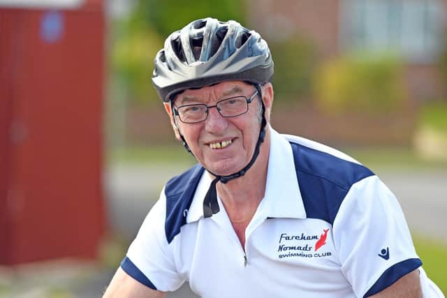 STEWART CROWE                                                                                 MRW                                                           4/9/2019

Get yourself checked ! - says Stewart Crowe (72) a 'Masters Coach' with the Fareham Nomads Swimming Club

After several medical checks Stewart was found to have Bladder Cancer and now advises other men that if they have any doubts to request a second, or even a third opinion !

Picture: Malcolm Wells (190904-7726)
Professional Photographer 
Mobile: 07802-217-569
E: malcolmrichardwells@gmail.com