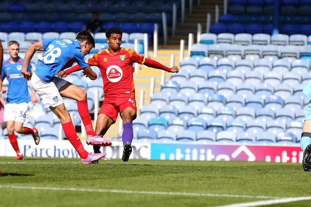 Josh Flint netted on his Pompey debut. Picture: Joe Pepler