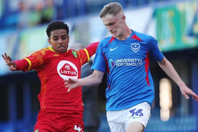 Eoin Teggart in action of his Pompey debut. Picture: Joe Pepler